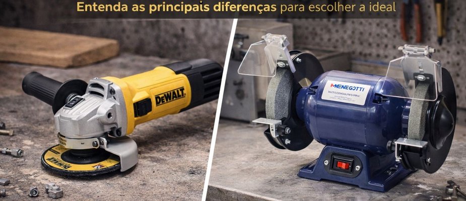 Qual a diferença entre esmerilhadeira e moto esmeril? Descubra qual é a ideal para o seu trabalho